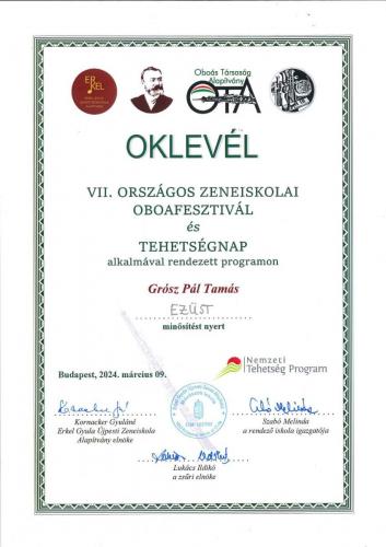 Grósz Palika oklevél-1